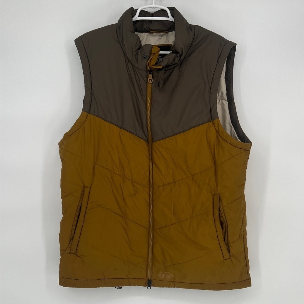 Nike 6.0 Swoosh Gold & Brown Insulated Quilted Puffer Vest Large Flawed